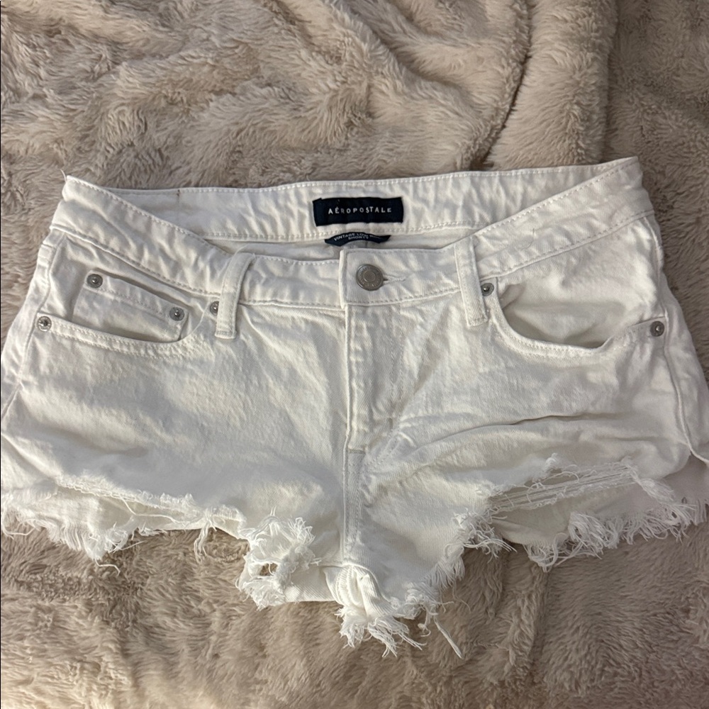 Aeropostale White Jean Shorts Distressed High-Waisted